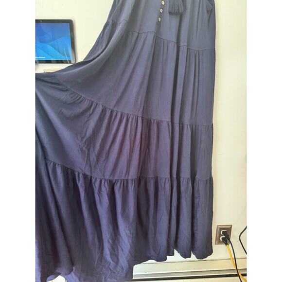 NWOT Lilly Pulitzer Malone Navy Blue Maxi Dress Size Small Tiered Tassel Boho - Picture 8 of 11